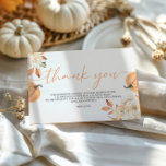 Little Pumpkin Fall Baby Shower Thank You Card<br><div class="desc">Introducing our "Little Pumpkin" Fall Baby Shower Thank You Card, designed to express your gratitude with seasonal charm. This card features an adorable pumpkin theme, perfect for sending heartfelt thanks to your guests for their thoughtful gifts and presence. With its warm autumn colours and inviting design, this thank you card...</div>
