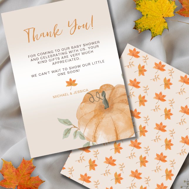  Little Pumpkin Fall Baby Shower Thank You Card (Creator Uploaded)