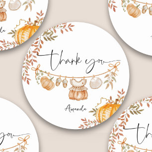 Little Pumpkin Fall Baby Shower Thank You Classic Round Sticker