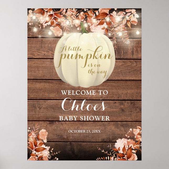 Little Pumpkin Fall Baby Shower Welcome Sign (Front)
