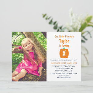 Little Pumpkin Fall Birthday Invitation