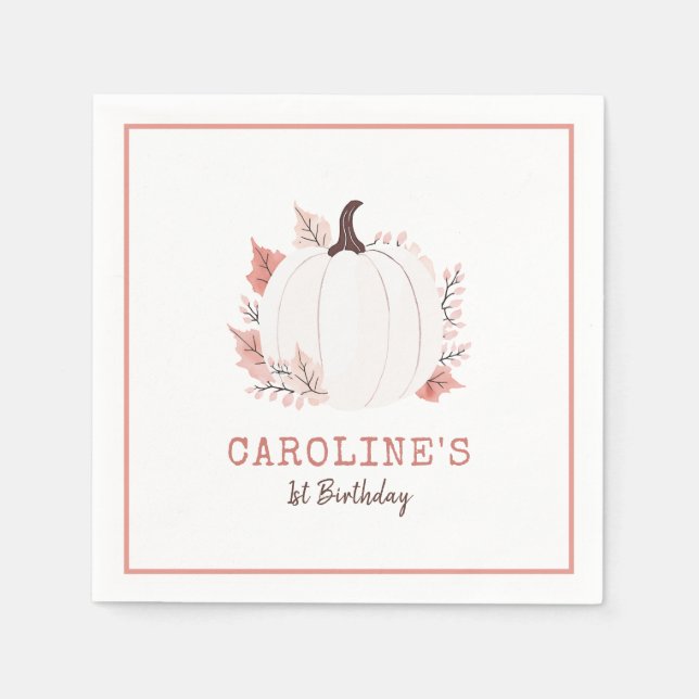 Little Pumpkin Fall Birthday Napkin (Front)