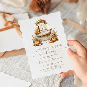 Little Pumpkin Fall Boho Girl Baby Shower Invitation