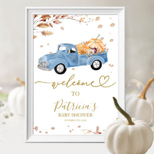 Little Pumpkin Fall Boy Baby Shower Welcome Sign
