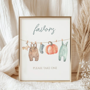 Little Pumpkin Fall Boy Clothes Baby Shower Favors Poster