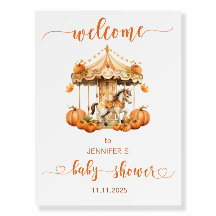 Little pumpkin Fall Carousel baby shower welcome