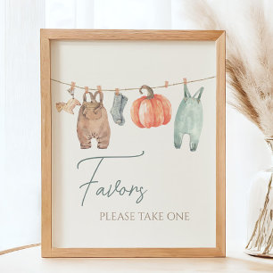 Little Pumpkin Fall Clothes Boy Baby Shower Favor Poster