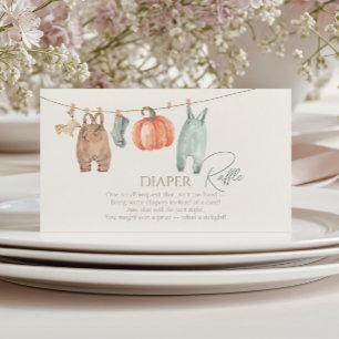 Little Pumpkin Fall Clothes Boy Diaper Raffle Enclosure Card