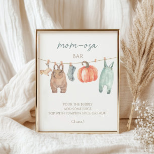Little Pumpkin Fall Clothes Boy Mum-osa bar  Poster