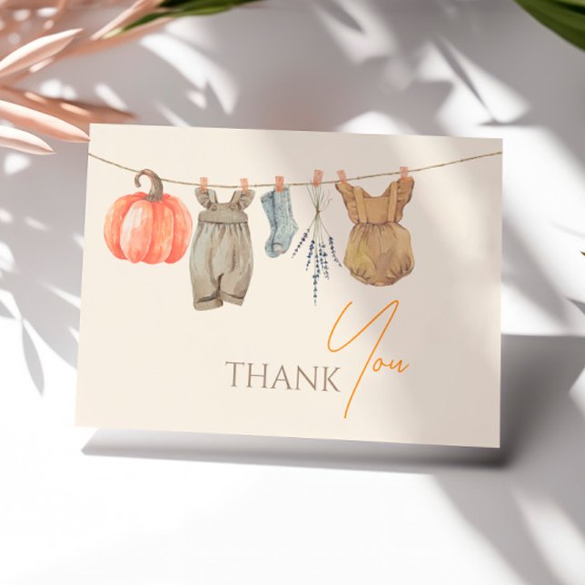 Little Pumpkin Fall Clothes Girl Baby Shower Thank You Card (Creator Uploaded)