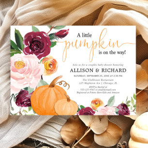Little pumpkin fall couples baby shower invitation