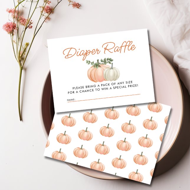 Little Pumpkin Fall Diaper Raffle Baby Shower Enclosure Card (Creator Uploaded)