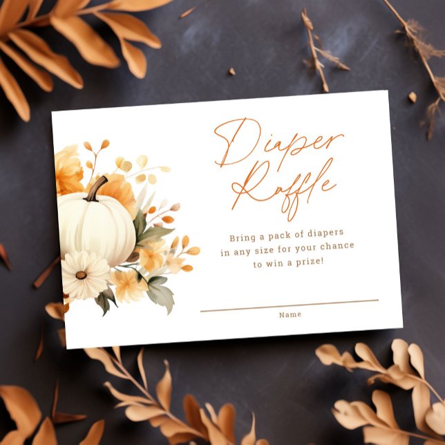 Little Pumpkin Fall Diaper Raffle Baby Shower Enclosure Card (Creator Uploaded)