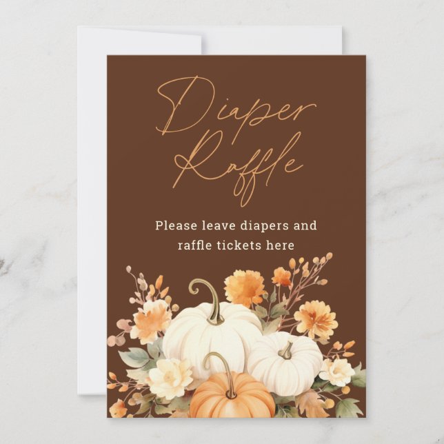 Little Pumpkin Fall Diaper Raffle Baby Shower Sign (Front)