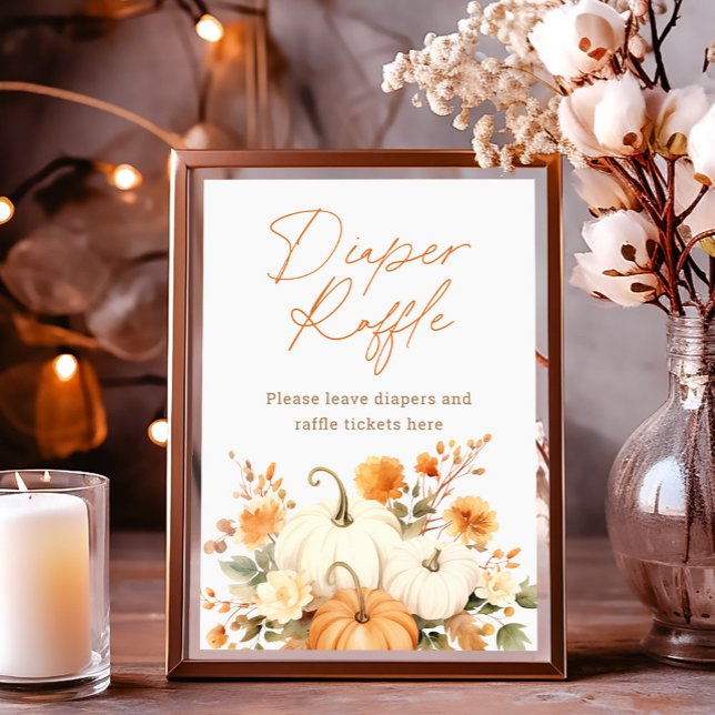 Little Pumpkin Fall Diaper Raffle Baby Shower Sign (Creator Uploaded)