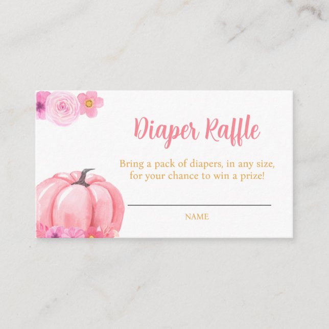 Little Pumpkin Fall Diaper Raffle  Enclosure Card (Front)