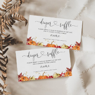 Little pumpkin fall diaper raffle ticket enclosure card
