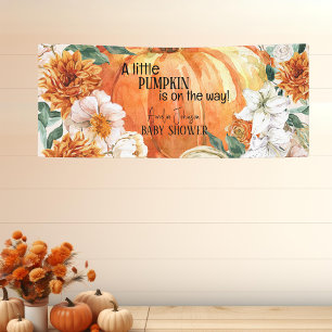 Little Pumpkin Fall floral autumn Baby Shower  Banner