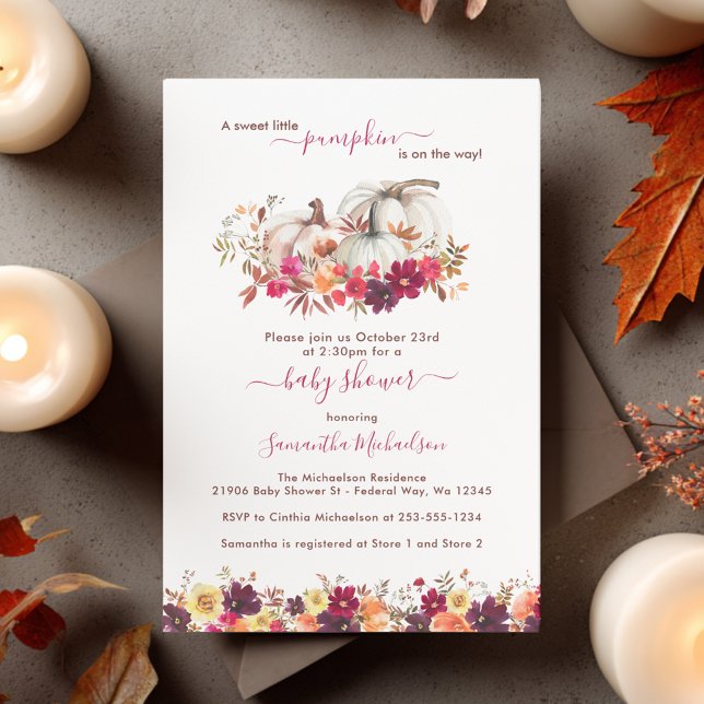 Little Pumpkin Fall Floral Baby Shower Invitation (Little Pumpkin Fall Floral Baby Shower Invitation)