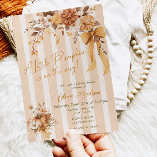 Little Pumpkin Fall Floral Baby Shower Invitation