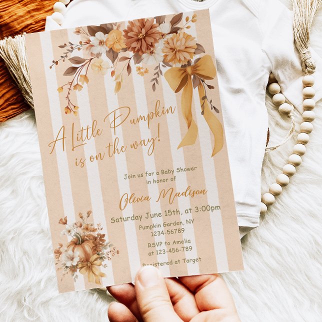 Little Pumpkin Fall Floral Baby Shower Invitation (Creator Uploaded)