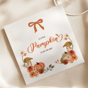 Little Pumpkin Fall Floral Baby Shower  Napkin