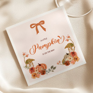 Little Pumpkin Fall Floral Baby Shower  Napkin