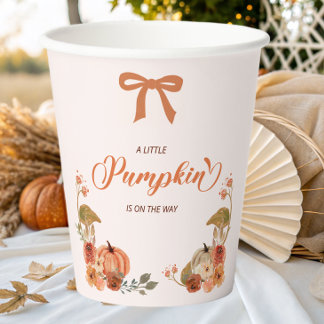 Little Pumpkin Fall Floral Baby Shower Paper Cups