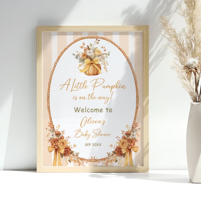 Little Pumpkin Fall Floral Baby Shower Welcome Poster (Creator Uploaded)