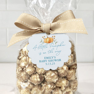 Little Pumpkin Fall Floral Boy Baby Shower Favour Tags