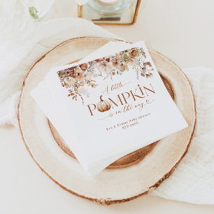 Little Pumpkin Fall Floral Rustic Baby Shower Napkin