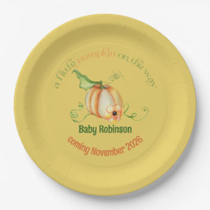 Little Pumpkin Fall Gender Neutral Baby Shower Paper Plate