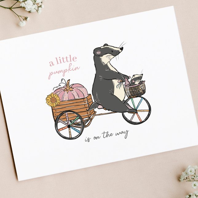 Little Pumpkin Fall Girl Baby Shower Invitation Postcard (Creator Uploaded)