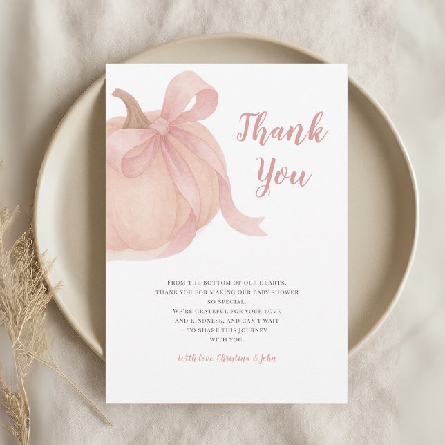 Little Pumpkin Fall Girl Baby Thank You Card (Creator Uploaded)