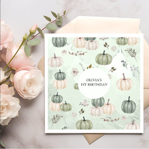 Little Pumpkin Fall Green birthday Napkin