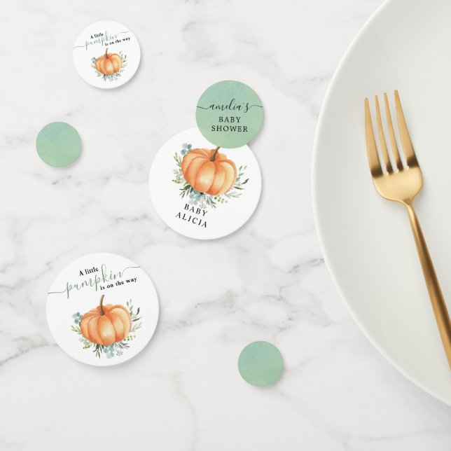 Little Pumpkin Fall Greenery Foliage Baby Shower Confetti (Group)