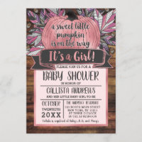 Little Pumpkin Fall Leaves Pink Wood Baby Shower