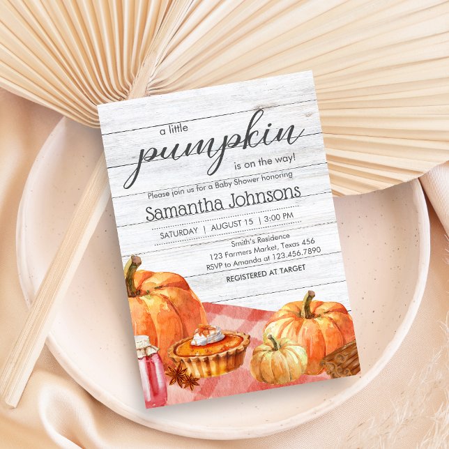 Little Pumpkin Fall Picnic Baby Shower Invitation (Pumpkin Fall Baby Shower invitation)