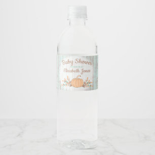 Little Pumpkin Fall Rustic Baby Shower Water Bottle Label