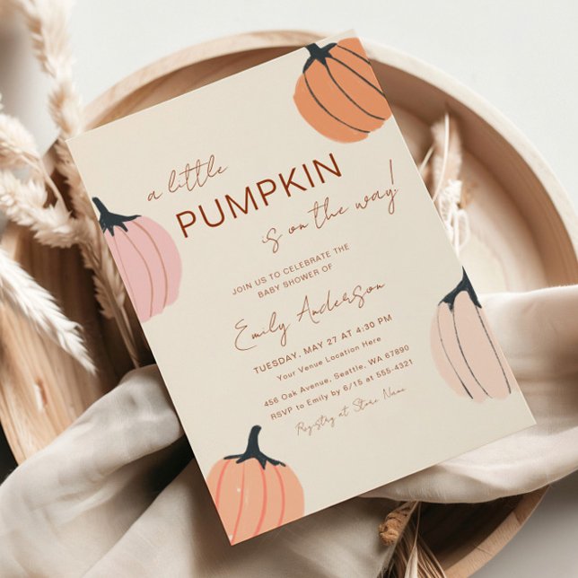 Little Pumpkin Fall Watercolor Baby Shower Invitation (Creator Uploaded)