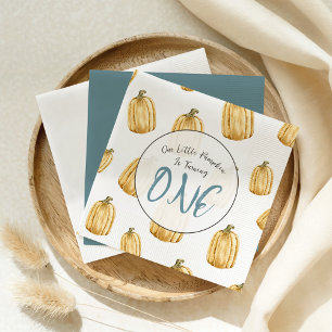 Little Pumpkin Fall Watercolor Boy Birthday Napkin