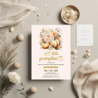 Little pumpkin fall watercolor floral baby shower