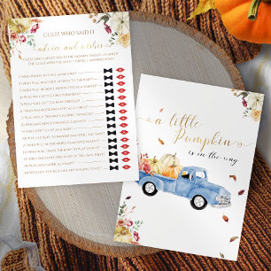 Little Pumpkin Fall Who Said It Baby Shower Game Invitation