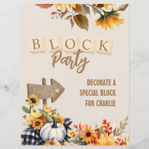 Little Pumpkin Farm Birthday Block Activity Sign