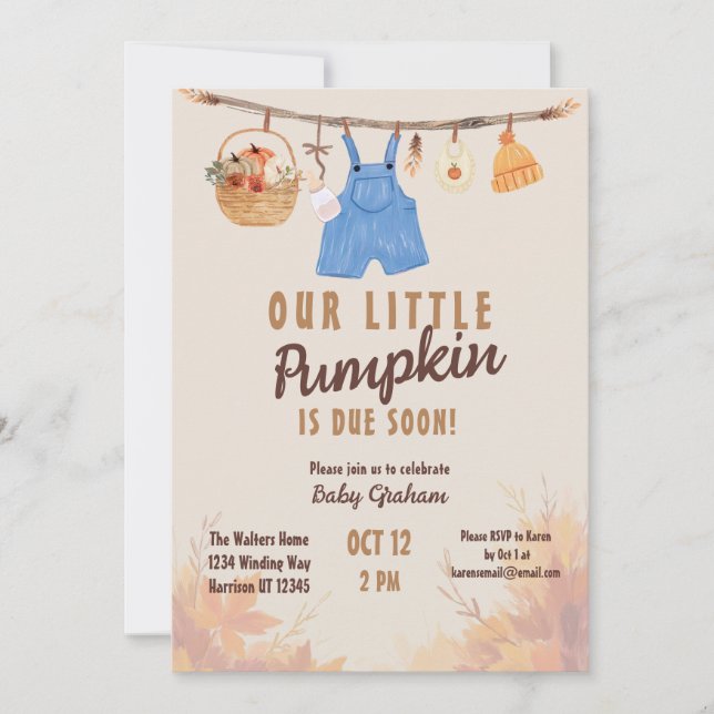 Little Pumpkin Farm Fall Baby Shower Invitation (Front)
