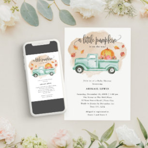 Little Pumpkin Farm Truck Fall Baby Shower Invitation