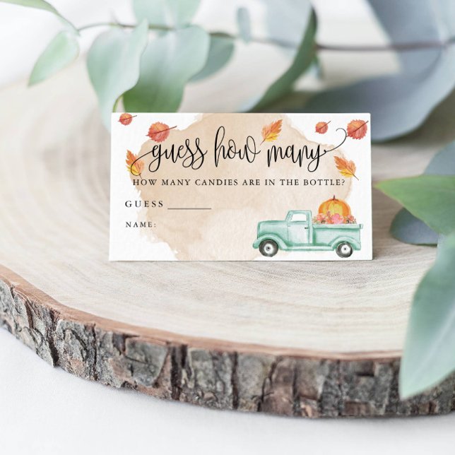 Little Pumpkin Farm Truck Guess How Many Game Card (A fun game for your baby shower!)