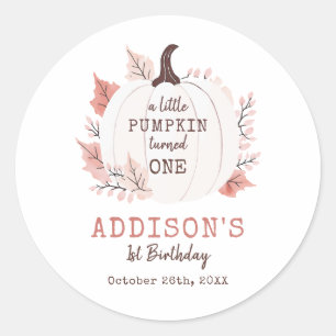 Little Pumpkin First Birthday Classic Round Sticker