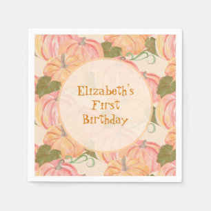 Little Pumpkin First Birthday Custom Name Napkin
