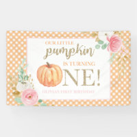 Little Pumpkin first birthday floral and plaid